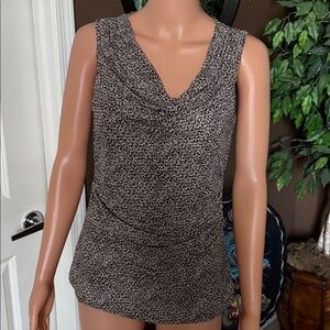 Cable & Gauge Leopard Print Cowl Neck Top